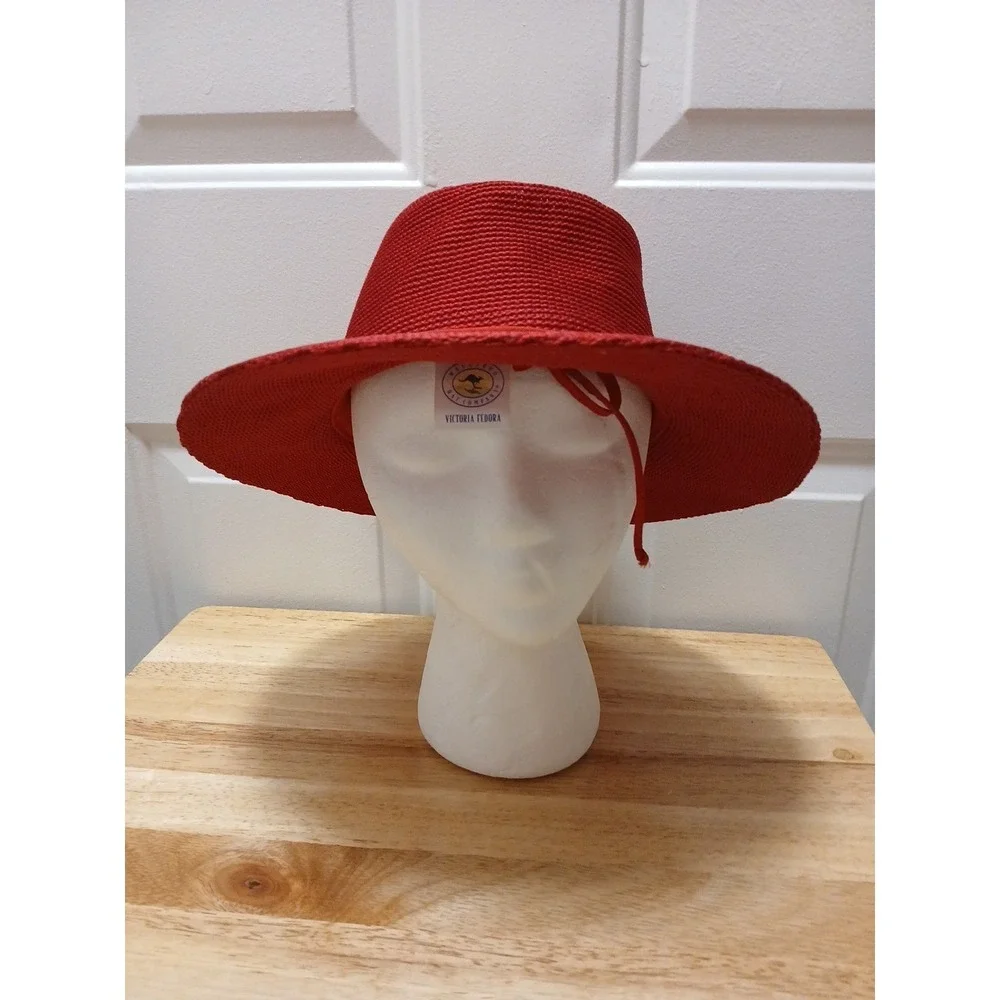Wallaroo Hat Company Victoria Women's Fedora Red 2017 No Size Listed Spot Clean - Picture 4 of 6